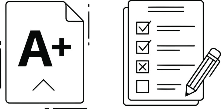 Excellent school test results with a plus grade and checklist