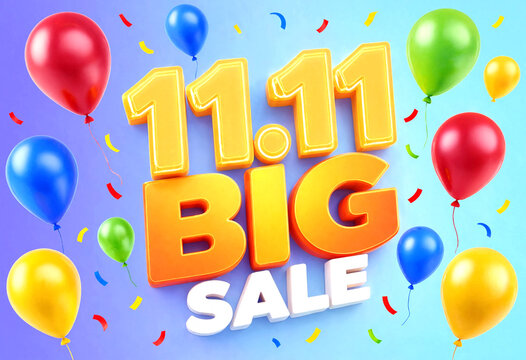Colorful celebration with big sale banner and balloons for special shopping event promotion advertisement design