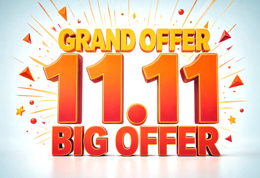 Colorful explosive grand offer sale banner with bold numbers eleven eleven for big discounts