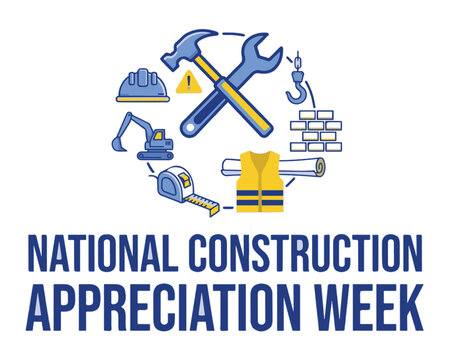 National Construction Appreciation Week Vector Illustration, Construction Worker Recognition and Industry Celebration Design
