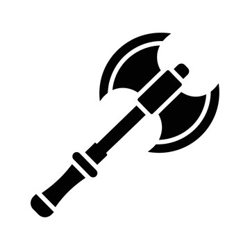 Double battle axe icon. Medieval barbarian combat weapon solid vector illustration.