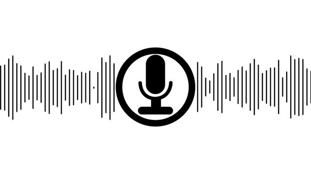 Audio music bar and recording icon, voice chat, sound wave and microphone. Audio Calls, and Conversations Audio voice message recoding system 4k  video with alpha.