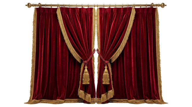 Red Velvet Theater Curtains with Gold Trim.
