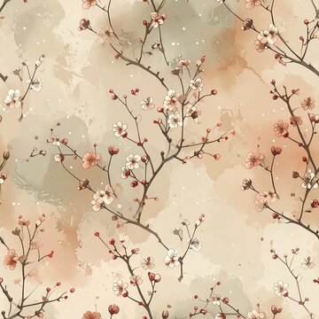 seamless pattern with cherry blossom