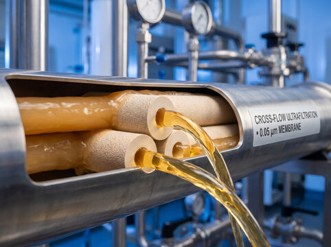Cross Flow Membrane Microfiltration System Extracting And Clarifying Golden Fruit Juice