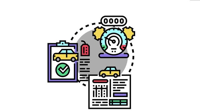 Vehicle maintenance auditing process showing odometer and clipboard checklists, representing systematic record keeping and scheduled service for optimal automobile performance and longevity