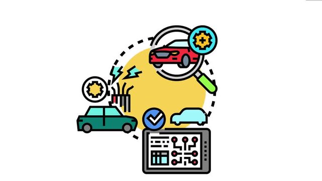 Car safety inspection concept visualizing vehicle diagnostics, maintenance, and check up process with advanced technology ensuring roadworthiness and driver security