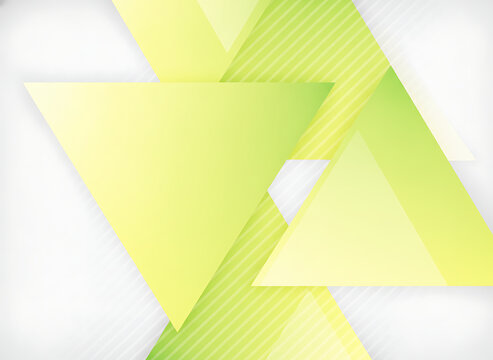 Modern Abstract Background with Green Triangle Pattern and Yellow