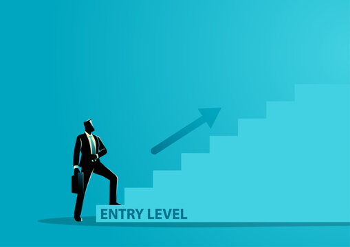Career Growth Concept, Entry Level Job, Professional Development, Promotion, Career Path, Employee Success and Business Progress Illustration