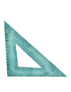 Cute School Supplies Watercolor Illustrations - set square