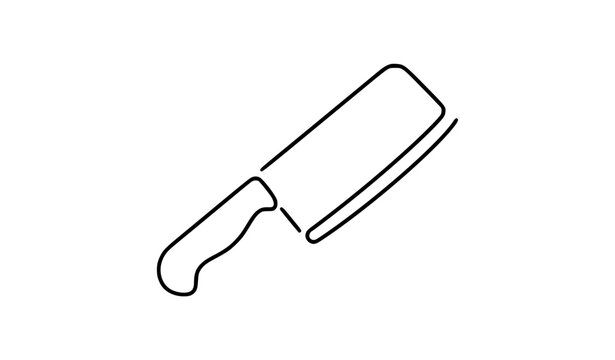 Cleaver Knife Continuous Line Vector Icon for Kitchen and Cooking