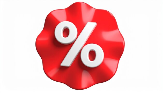 Glossy 3D Discount Label with Percentage Symbol