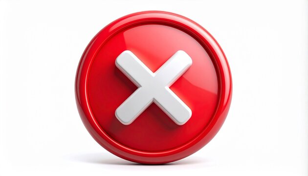 3D Red X Wrong Answer and Cancel Symbol