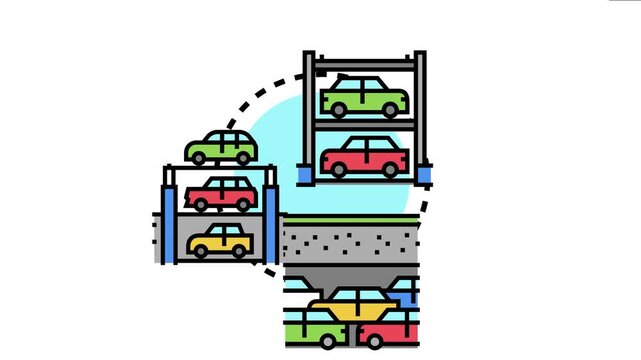 Automated parking system managing vehicles on multiple levels and in an underground garage, modern smart technology solving urban parking problems