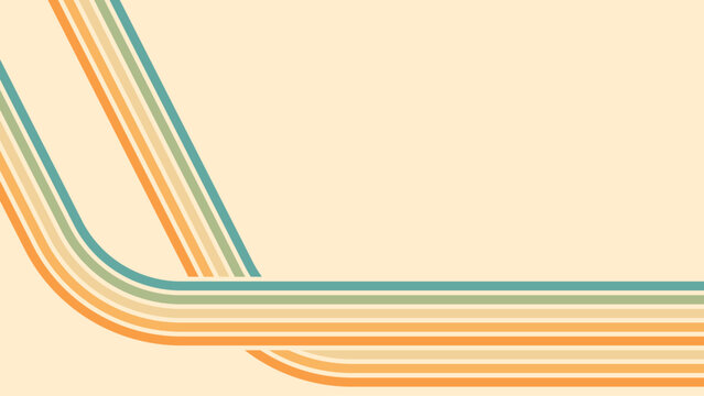 Abstract background of rainbow groovy Wavy Line design in 1970s Hippie Retro style. Vector pattern ready to use for cloth, textile, wrap and other.