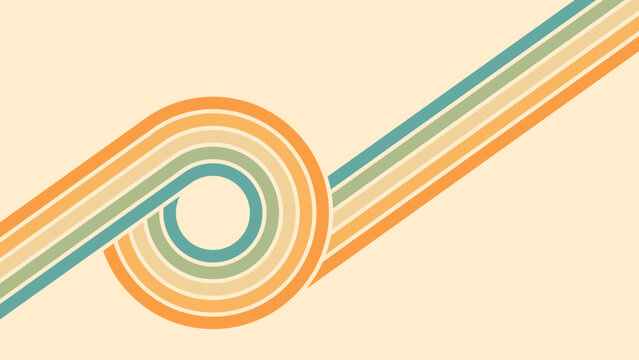 Abstract background of rainbow groovy Wavy Line design in 1970s Hippie Retro style. Vector pattern ready to use for cloth, textile, wrap and other.