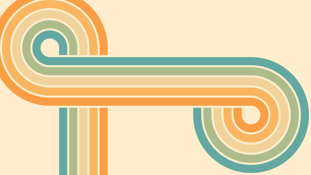 Abstract background of rainbow groovy Wavy Line design in 1970s Hippie Retro style. Vector pattern ready to use for cloth, textile, wrap and other.