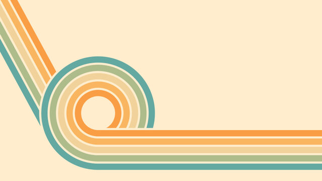 Abstract background of rainbow groovy Wavy Line design in 1970s Hippie Retro style. Vector pattern ready to use for cloth, textile, wrap and other.