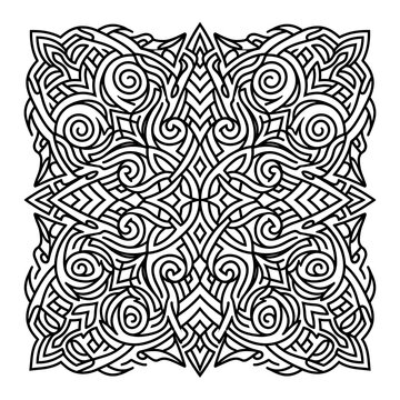 Intricate Celtic Knot Mandala Ornament Pattern, Isolated on White with Transparent Background