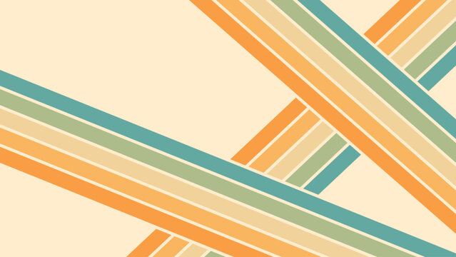 Abstract background of rainbow groovy Wavy Line design in 1970s Hippie Retro style. Vector pattern ready to use for cloth, textile, wrap and other.