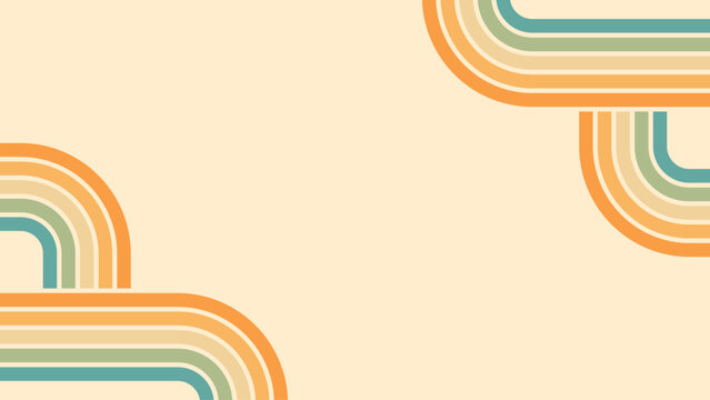Abstract background of rainbow groovy Wavy Line design in 1970s Hippie Retro style. Vector pattern ready to use for cloth, textile, wrap and other.