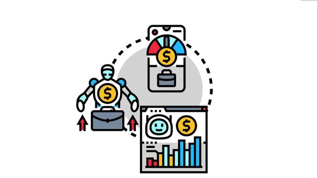 Robotic system automated recurring charitable contributions, managing online donations, and tracking performance with financial data on a digital interface and mobile application