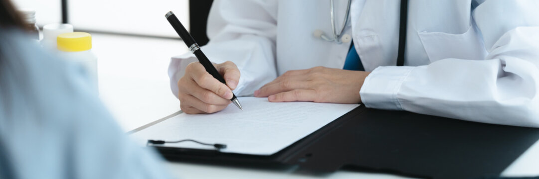 Professional psychologist conduct a consulting with sad patient in clinic