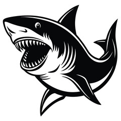Fototapeta premium simple shark silhouette vector in black color for animal element idea