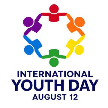 Colorful circular logo design featuring diverse figures celebrating international youth day event together