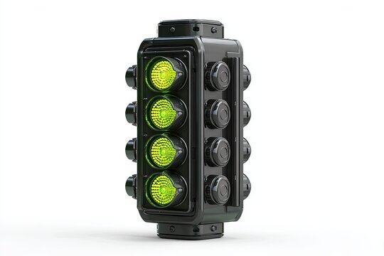 Modern Smart Traffic Light Module Isolated on White