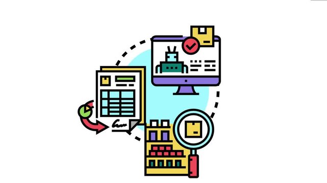 Automated process streamlining inventory management, utilizing computer software and robotic assistance for efficient real time stock refilling and product distribution