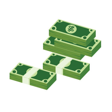 Green Paper Money Stacks