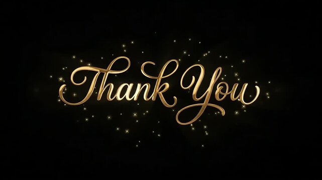 Thank You Gold Calligraphy Text Animation on Dark Background