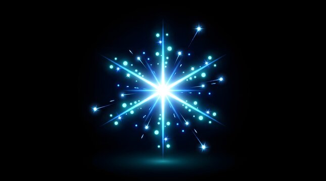 An abstract radiant blue starburst on a dark backdrop represents energy innovation and a forward thinking futuristic technological idea or concept