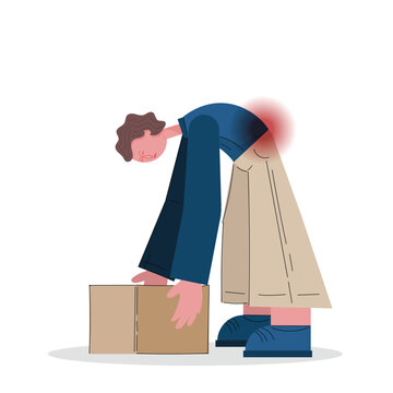 A person with back and ankle pain lifting