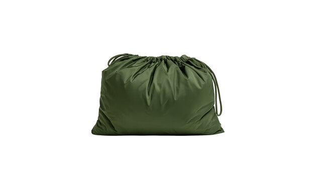 Green drawstring bag with background smooth texture isolated transparent on transparent background
