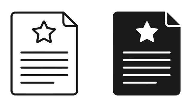 Document icon set with star rating symbol document important business