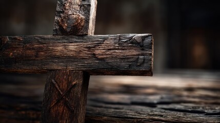 Fototapeta premium Wooden cross with texture and detail