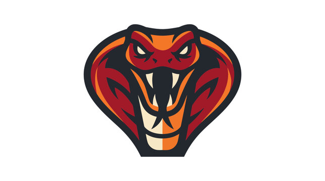 Fierce Red and Black Snake Head Logo Design.