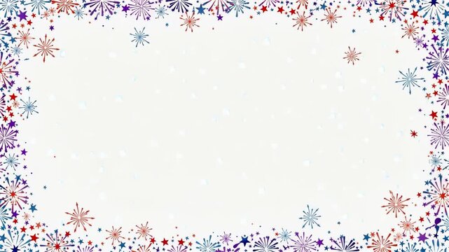 Celebratory Fireworks Frame Border Animation with Copy Space for Text Overlays