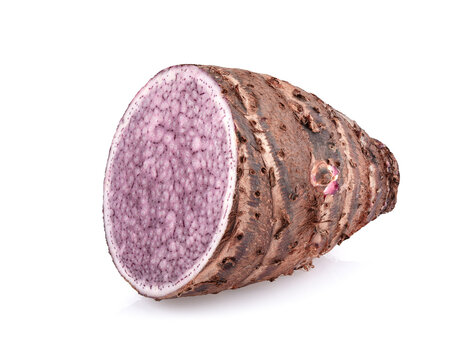 Taro, sliced of taro isolated on white background