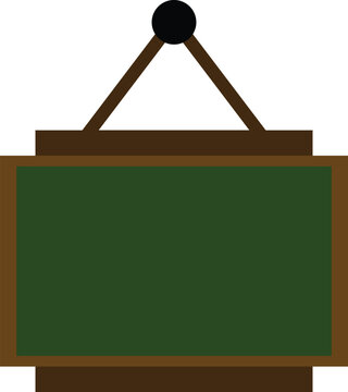 Blank green chalkboard hanging on a nail isolated on white. This wooden frame board is empty for your text. Perfect for school or menu designs.