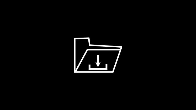 White download folder animation indicates active file saving on dark. Smooth digital storage transfer moves the download folder animation. User interface data updates the download folder animation.