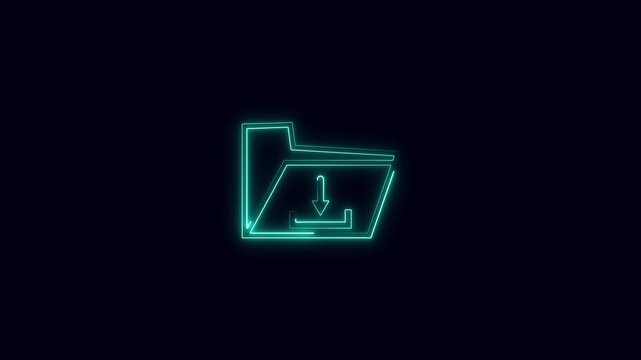 Neon folder download animation tracks smooth file transferring status. High tech data exchange drives the folder download animation. Modern UI cloud storage runs on this folder download animation.