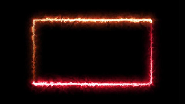 Neon looped light frame for game streaming video on a transparent background. Neon border overlay animation with transparent background for twitch and live stream