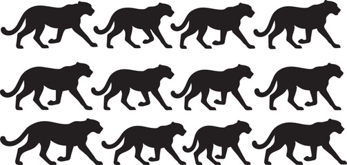 Fototapeta premium Black Silhouette Cheetah Running Animation Sequence Vector Illustration for Design, Posters, Logos, and Branding