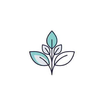 Minimalist teal leaf icon on white background