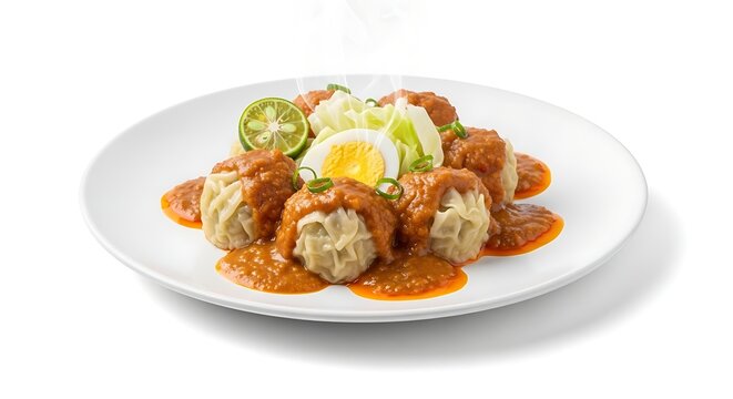 Indonesian Steamed Fish Dumplings Siomay with Peanut Sauce