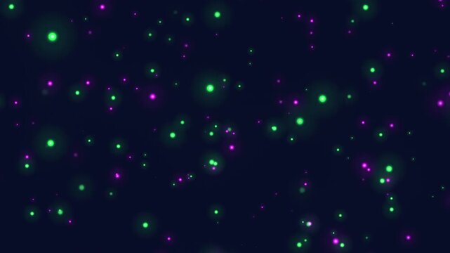 グリーンとパープルのスペイシーなグラフィック　ゆっくり漂う　ループ