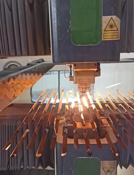 fiber laser cutting machine on work, cutting stainless steel plate 304 BA finishing
